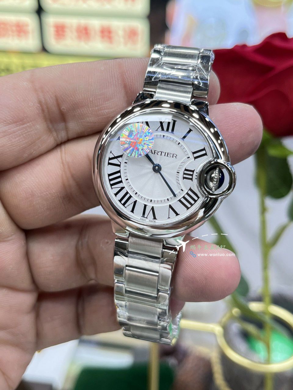 AF卡地亚蓝气球33MM石英复刻高仿女士手表系列WSBB0047腕表 