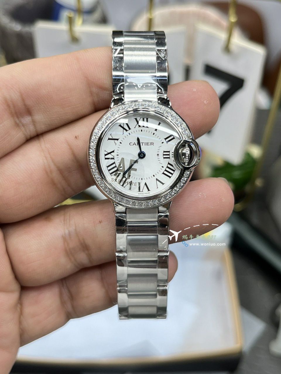 AF超A复刻高仿女表 Cartier  蓝气球28毫米系列W6920038手表 / K372