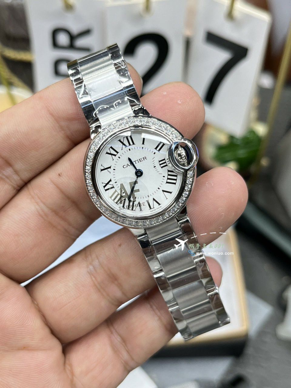 AF超A复刻高仿女表 Cartier  蓝气球28毫米系列W6920038手表 / K372