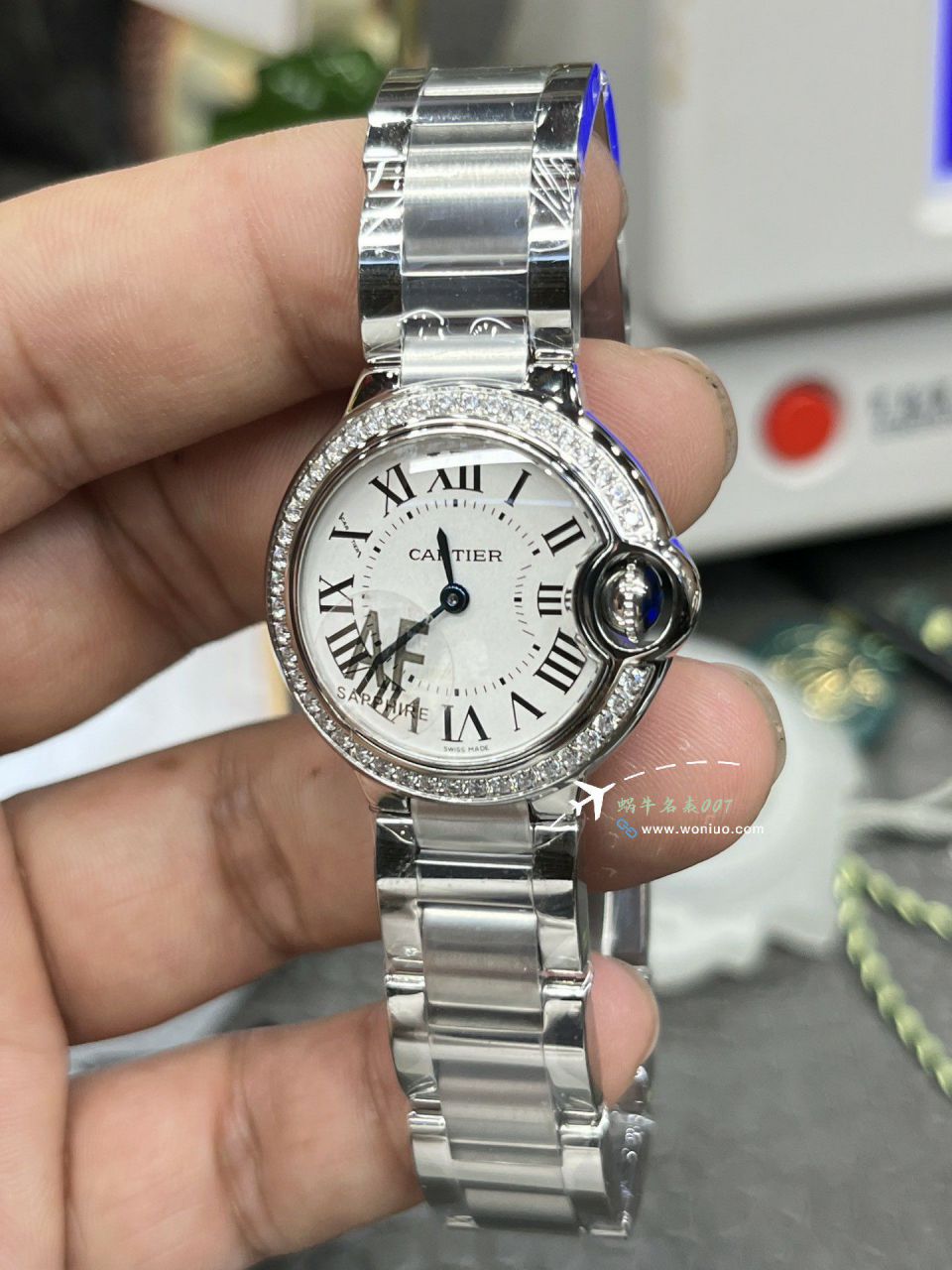 AF超A复刻高仿女表 Cartier  蓝气球28毫米系列W6920038手表 / K372