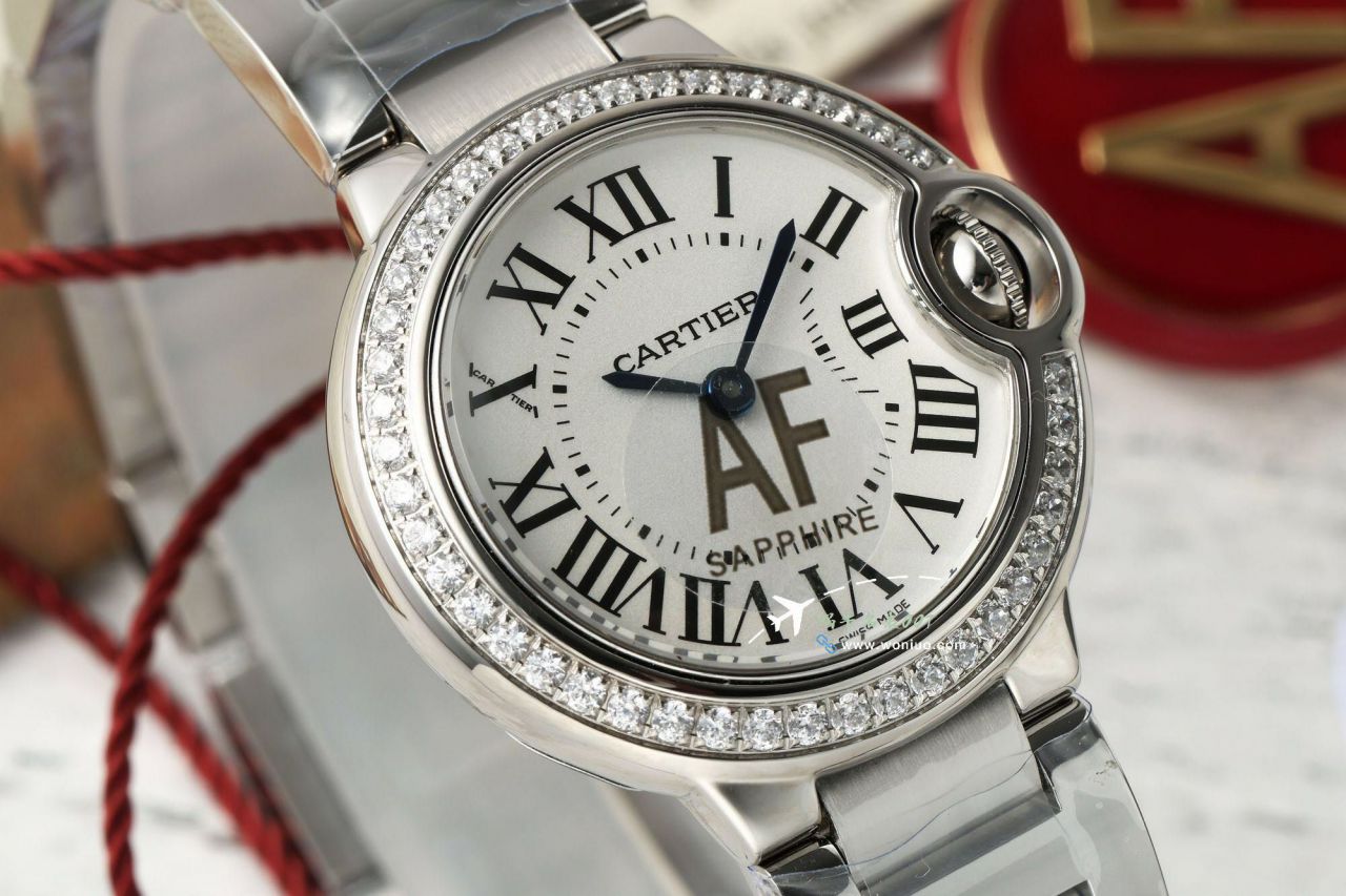 AF超A复刻高仿女表 Cartier  蓝气球28毫米系列W6920038手表 / K372